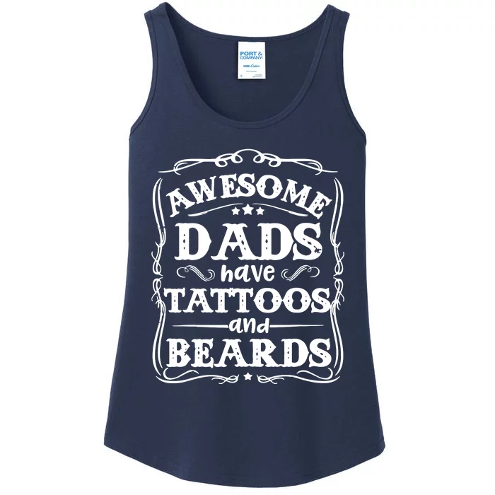 Awesome Dads Have Beards And Tattoos Funny Ladies Essential Tank