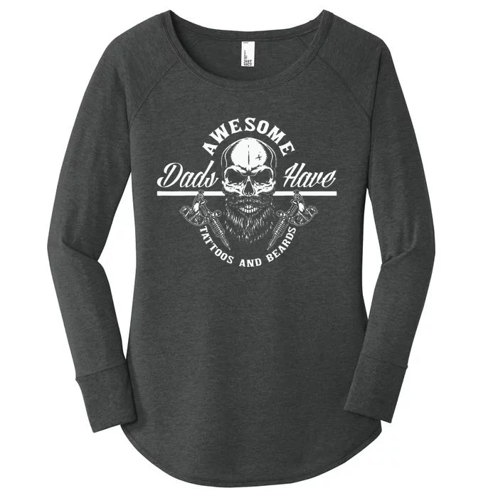 Awesome Dads Have Tattoos And Beards Funny Father Dad Women's Perfect Tri Tunic Long Sleeve Shirt