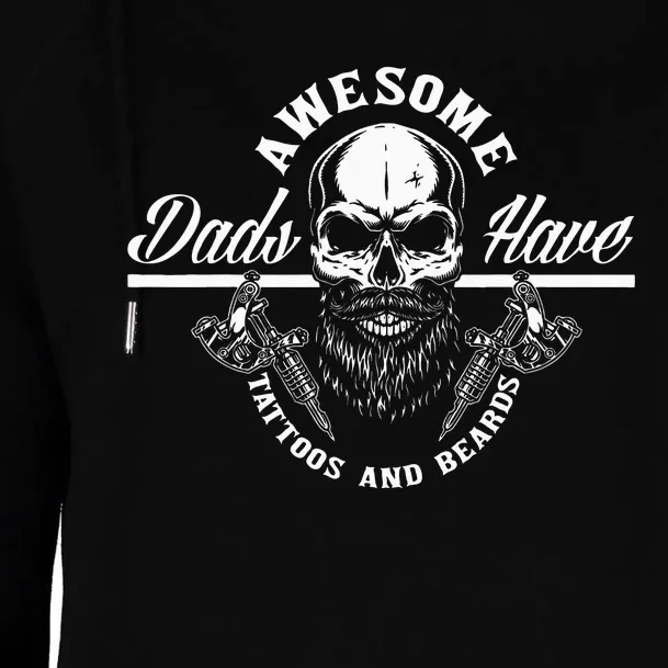 Awesome Dads Have Tattoos And Beards Funny Father Dad Womens Funnel Neck Pullover Hood