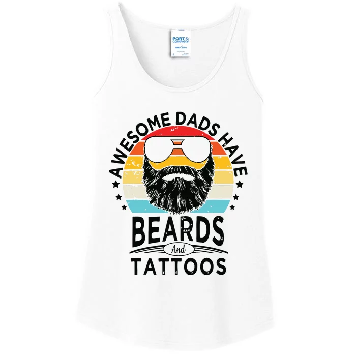 Awesome Dads Have Beards And Tattoos Funny Bearded Dadawesome Dads Have Beards A Ladies Essential Tank