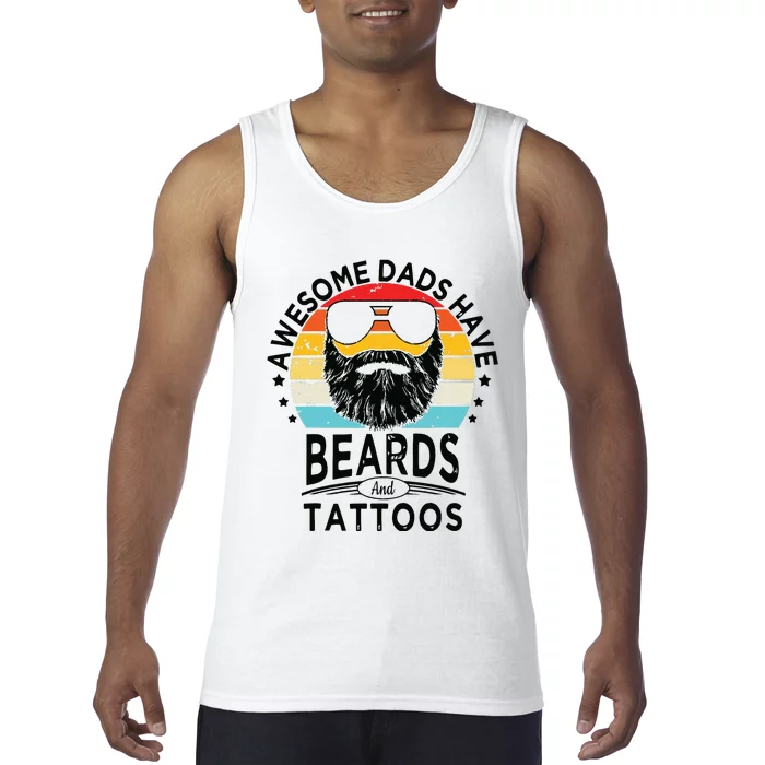 Awesome Dads Have Beards And Tattoos Funny Bearded Dadawesome Dads Have Beards A Tank Top