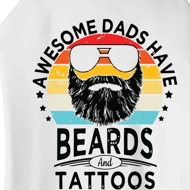 Awesome Dads Have Beards And Tattoos Funny Bearded Dadawesome Dads Have Beards A Women’s Perfect Tri Rocker Tank