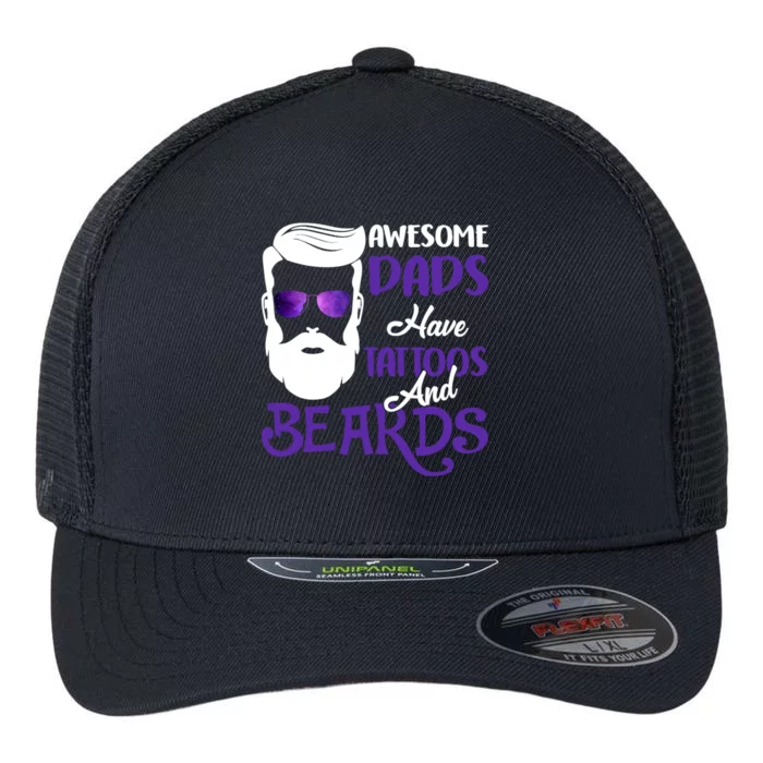 Awesome Dads Have Tattoos And Beards Flexfit Unipanel Trucker Cap