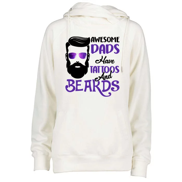 Awesome Dads Have Tattoos And Beards Womens Funnel Neck Pullover Hood