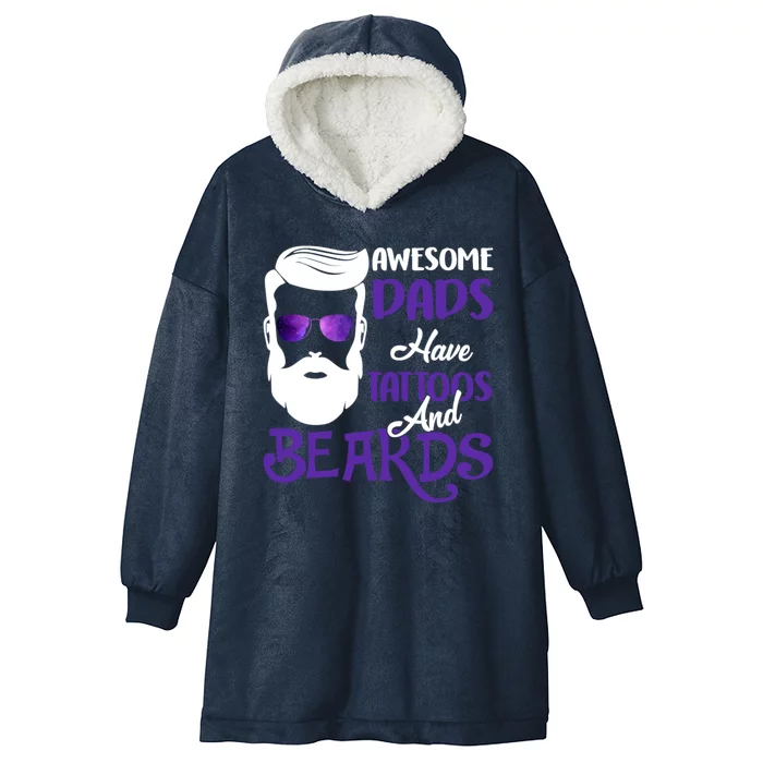 Awesome Dads Have Tattoos And Beards Hooded Wearable Blanket