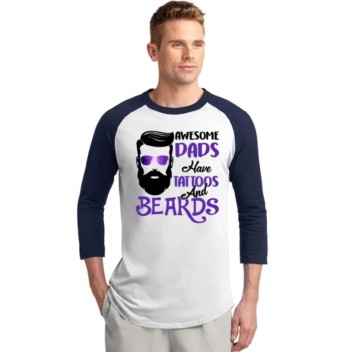 Awesome Dads Have Tattoos And Beards Baseball Sleeve Shirt