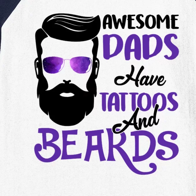 Awesome Dads Have Tattoos And Beards Baseball Sleeve Shirt