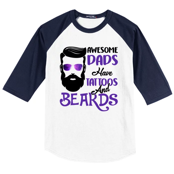 Awesome Dads Have Tattoos And Beards Baseball Sleeve Shirt