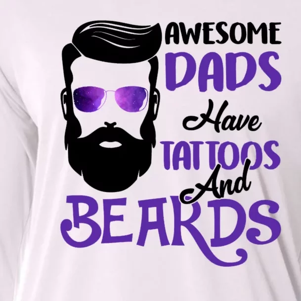 Awesome Dads Have Tattoos And Beards Cooling Performance Long Sleeve Crew