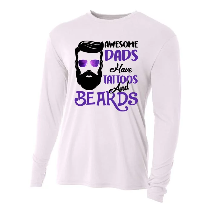 Awesome Dads Have Tattoos And Beards Cooling Performance Long Sleeve Crew