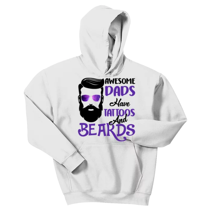 Awesome Dads Have Tattoos And Beards Kids Hoodie