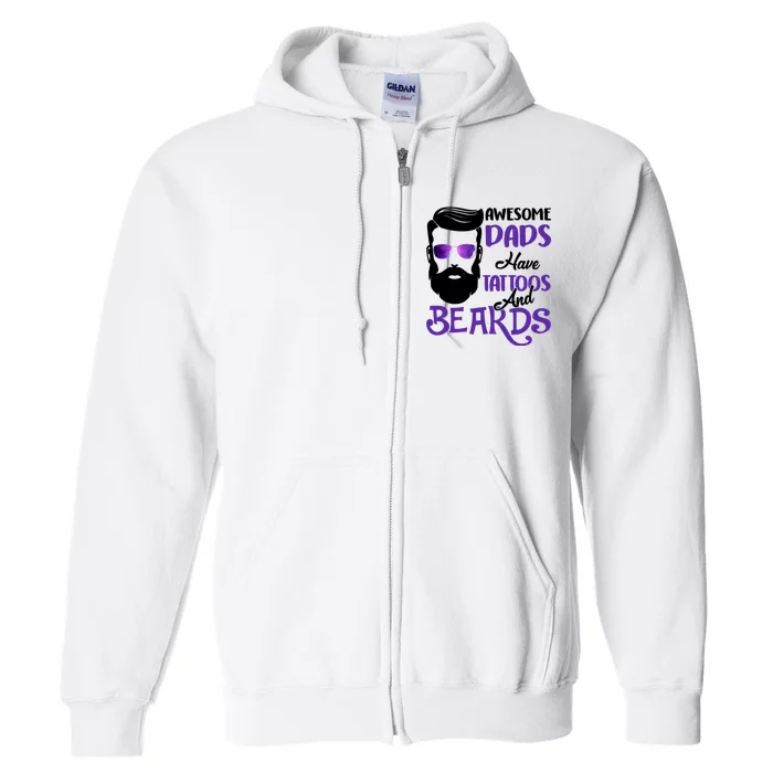 Awesome Dads Have Tattoos And Beards Full Zip Hoodie