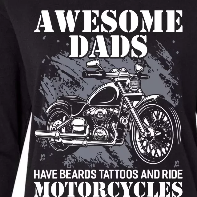 Awesome Dads Have Tattoo Beards Ride Motorcycles Fathers Day Womens Cotton Relaxed Long Sleeve T-Shirt