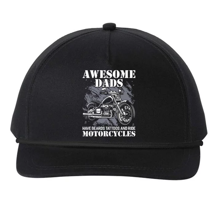 Awesome Dads Have Tattoo Beards Ride Motorcycles Fathers Day Snapback Five-Panel Rope Hat