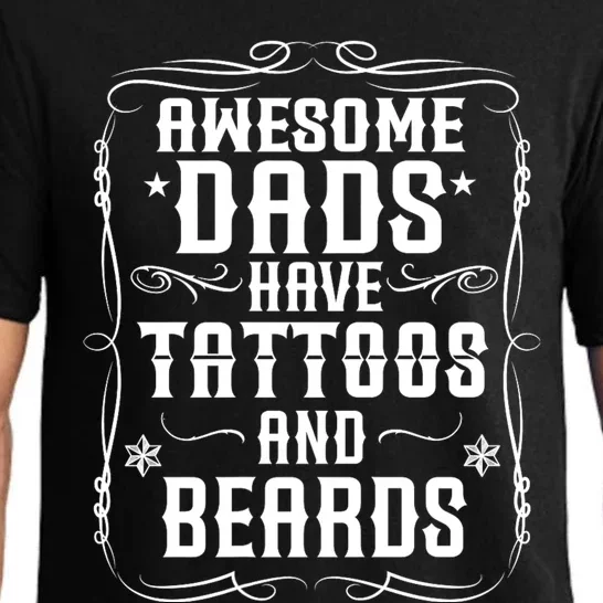 Awesome Dads Have Beards And Tattoos | Funny Bearded Dad Pajama Set