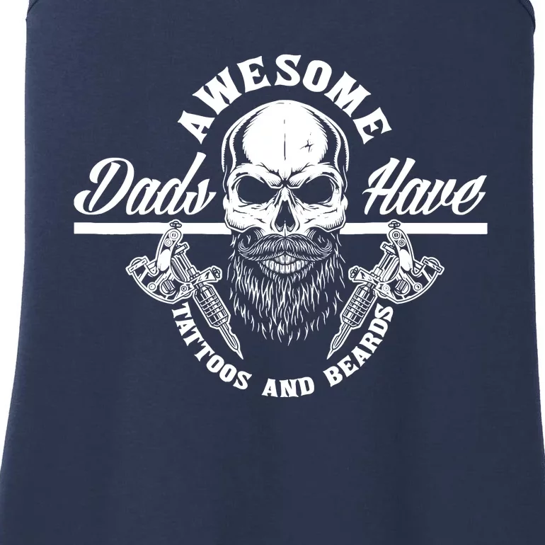 Awesome Dads Have Tattoos And Beards Funny Father Dad Ladies Essential Tank