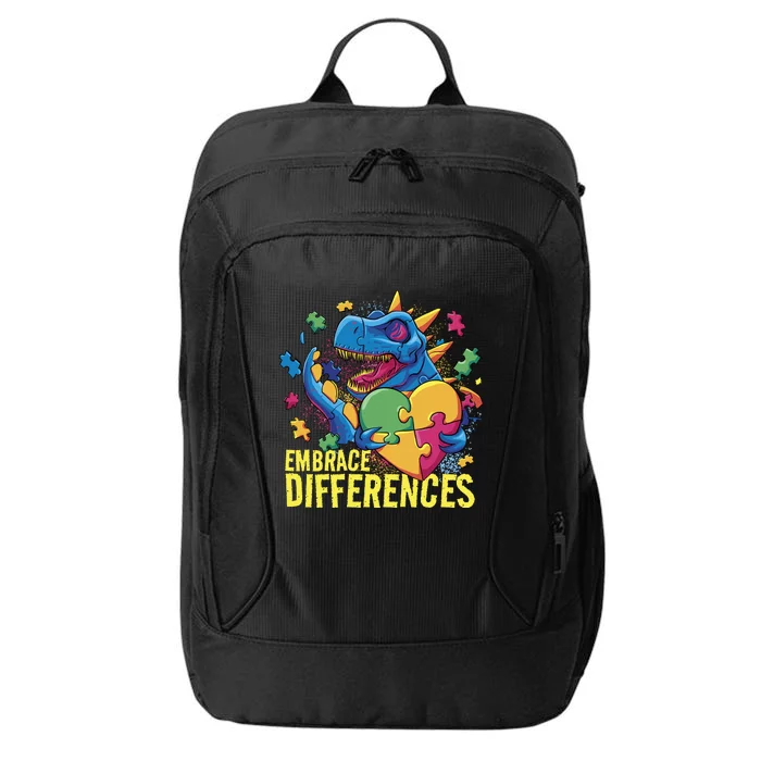 Autism Dinosaur Holding Puzzle Heart City Backpack