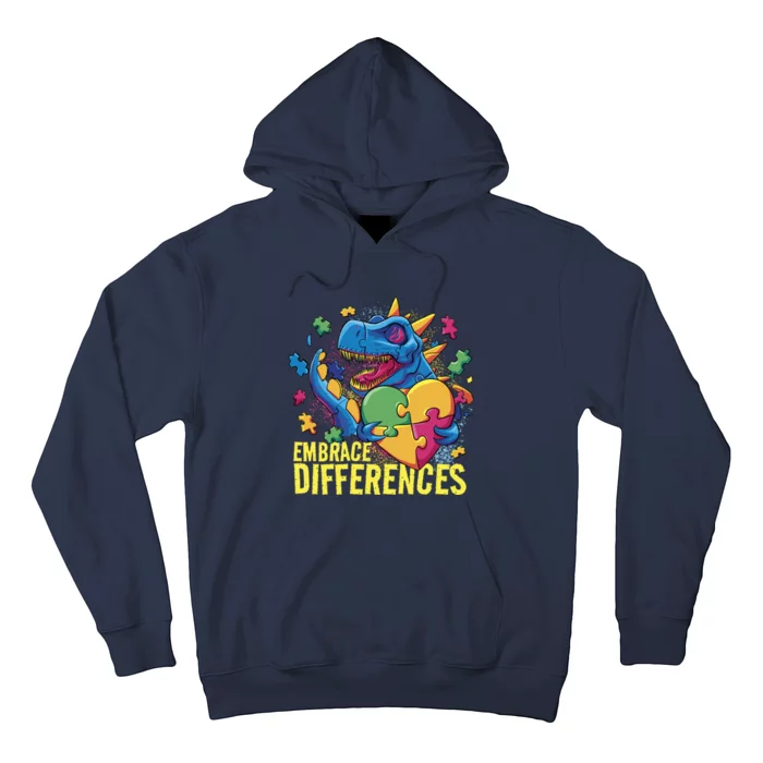 Autism Dinosaur Holding Puzzle Heart Hoodie