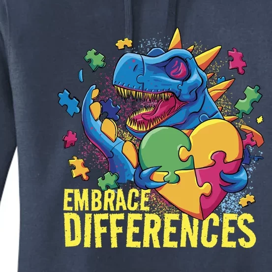 Autism Dinosaur Holding Puzzle Heart Women's Pullover Hoodie