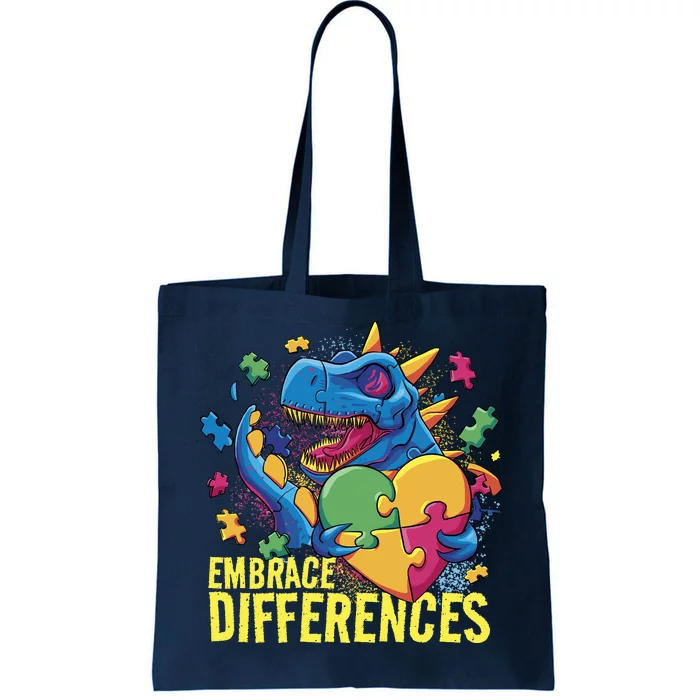 Autism Dinosaur Holding Puzzle Heart Tote Bag