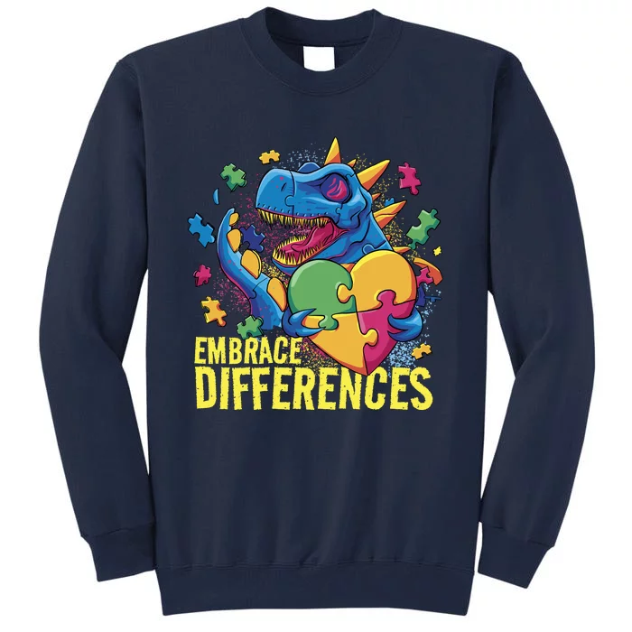 Autism Dinosaur Holding Puzzle Heart Tall Sweatshirt