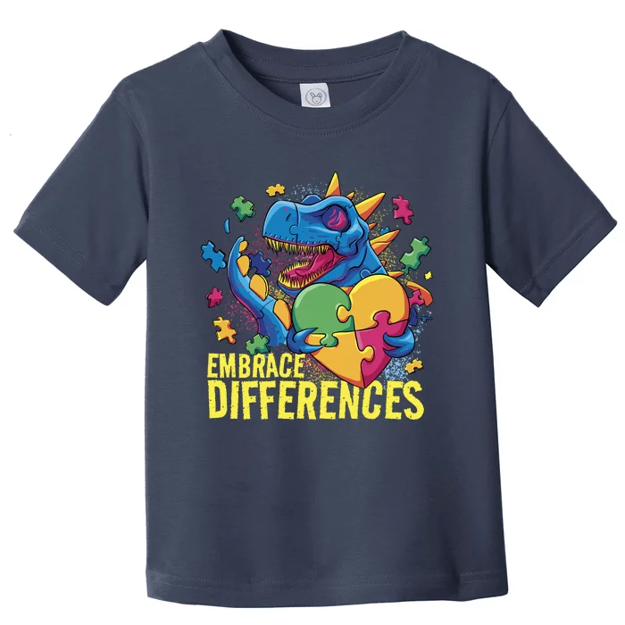 Autism Dinosaur Holding Puzzle Heart Toddler T-Shirt