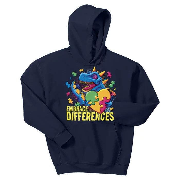 Autism Dinosaur Holding Puzzle Heart Kids Hoodie