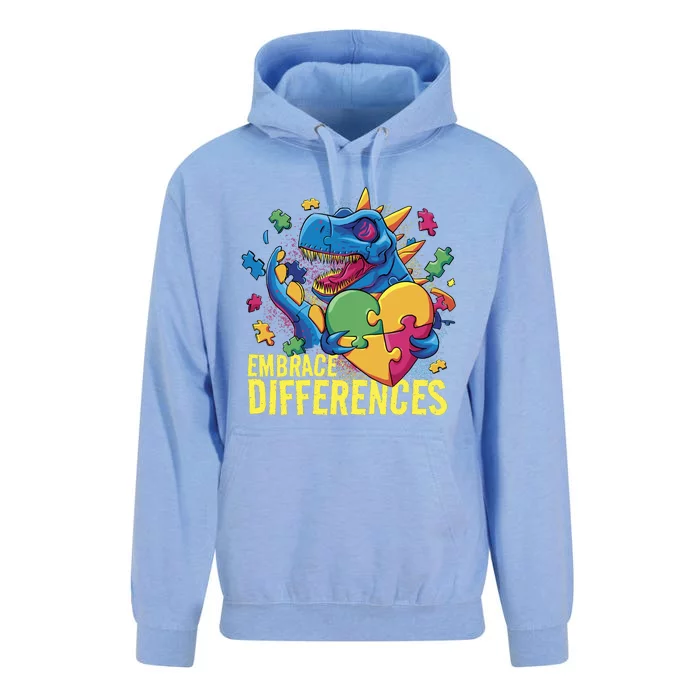 Autism Dinosaur Holding Puzzle Heart Unisex Surf Hoodie