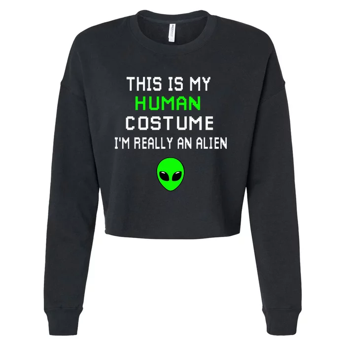 Alien Disguise Hilariously Weird Costume Cropped Pullover Crew