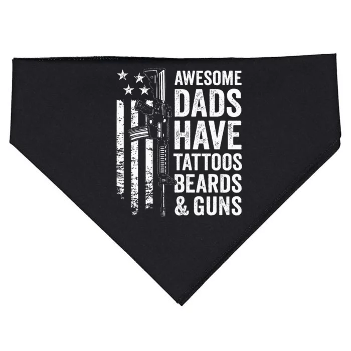 Awesome Dads Have Tattoos Beards & Guns Fathers Day Gun USA-Made Doggie Bandana