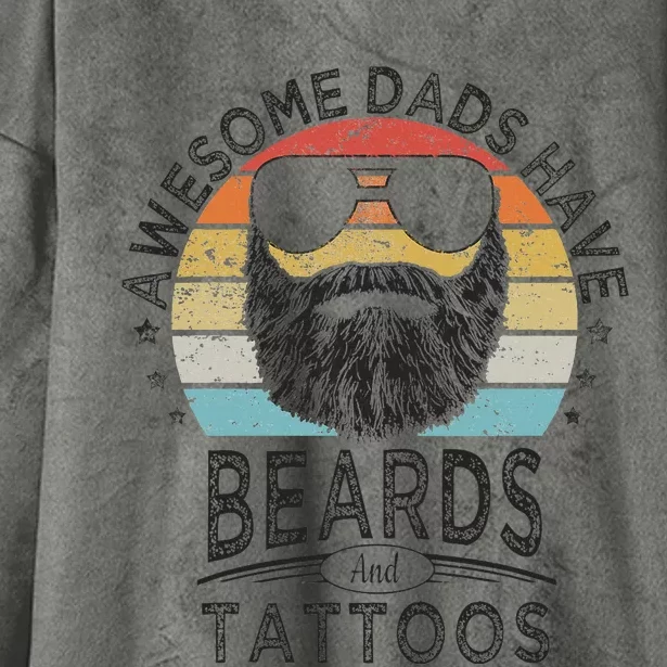 Awesome Dads Have Beards And Tattoos Funny Bearded Dad Hooded Wearable Blanket