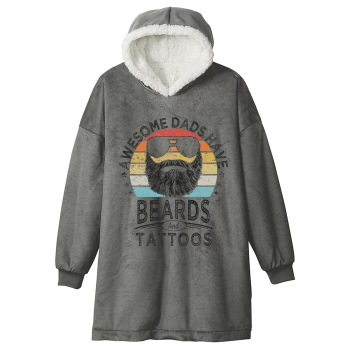 Awesome Dads Have Beards And Tattoos Funny Bearded Dad Hooded Wearable Blanket