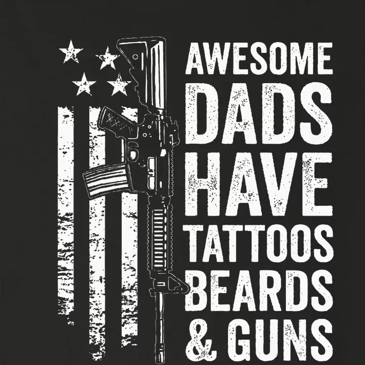 Awesome Dads Have Tattoos Beards & Guns Fathers Day Gun Toddler Long Sleeve Shirt