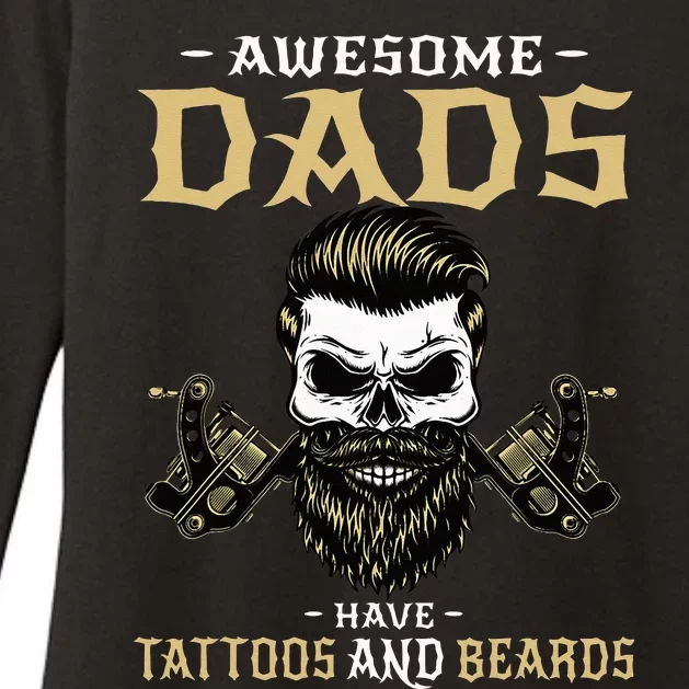 Awesome Dads Have Tattoos and Beards Skull Womens CVC Long Sleeve Shirt