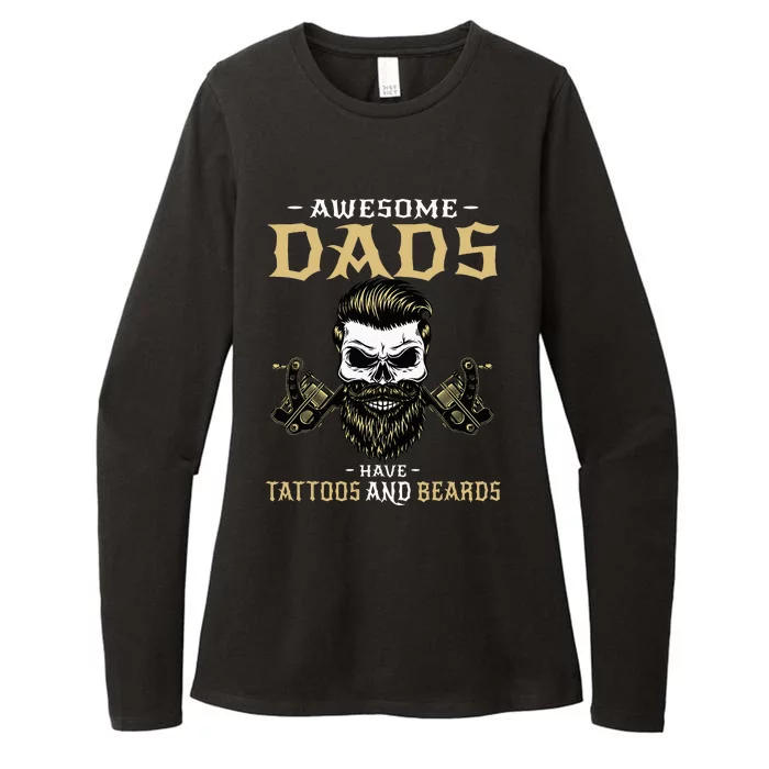 Awesome Dads Have Tattoos and Beards Skull Womens CVC Long Sleeve Shirt