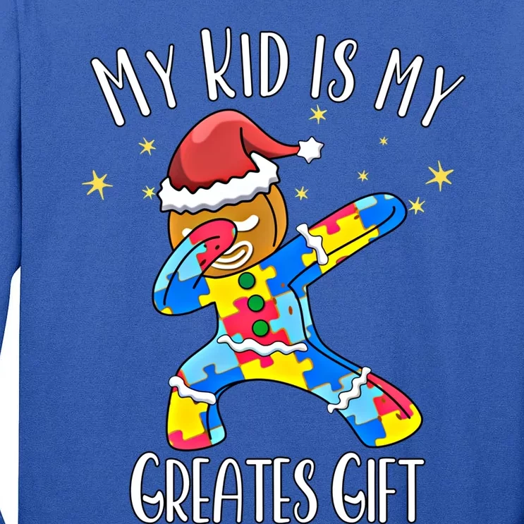 Autistic Dabbing Happy Gingerbread Mom Autism Awareness Gift Tall Long Sleeve T-Shirt