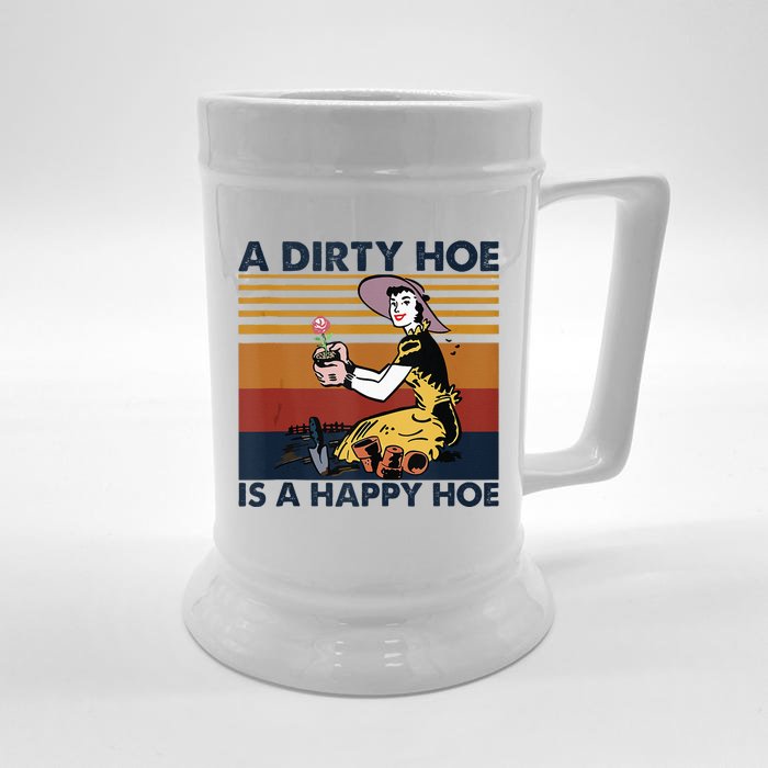 A Dirty Hoe Is A Happy Hoe Vintage Retro Funny Garden Lover Front & Back Beer Stein