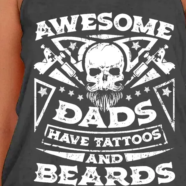 Awesome Dads Have Tattoos and Beards Women's Knotted Racerback Tank