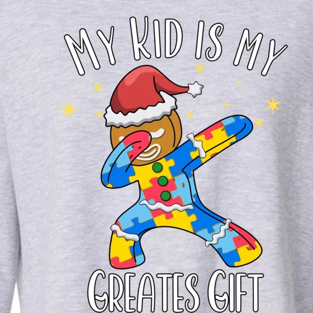 Autistic Dabbing Happy Gingerbread Mom Autism Awareness Gift Cropped Pullover Crew