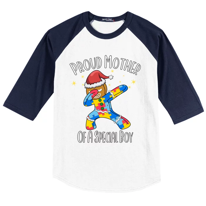 Autistic Dabbing Happy Gingerbread Christmas Autism Great Gift Baseball Sleeve Shirt