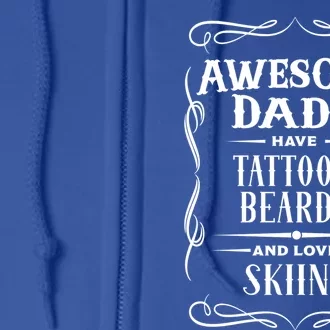 Awesome Dads Have Tattoos Beards And Love Skiing Dads Retro Gift Full Zip Hoodie