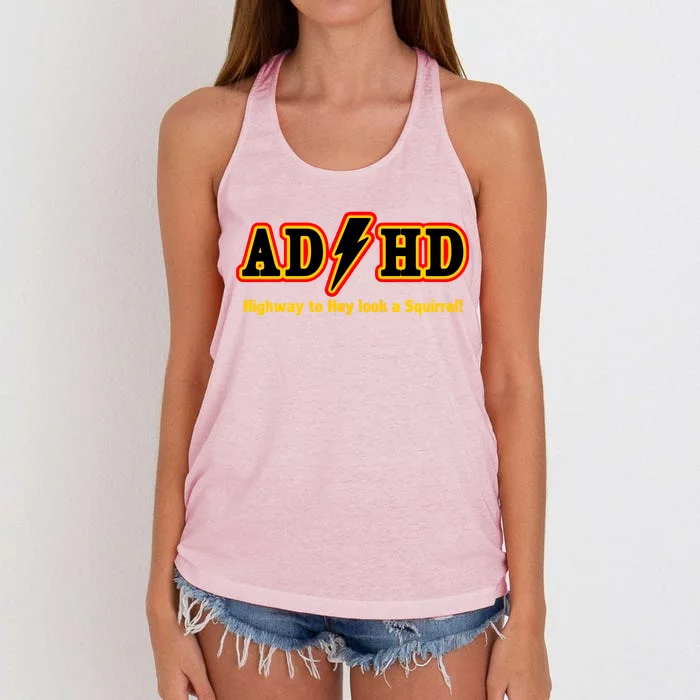 ADHD Highway To Squirrel Women's Knotted Racerback Tank