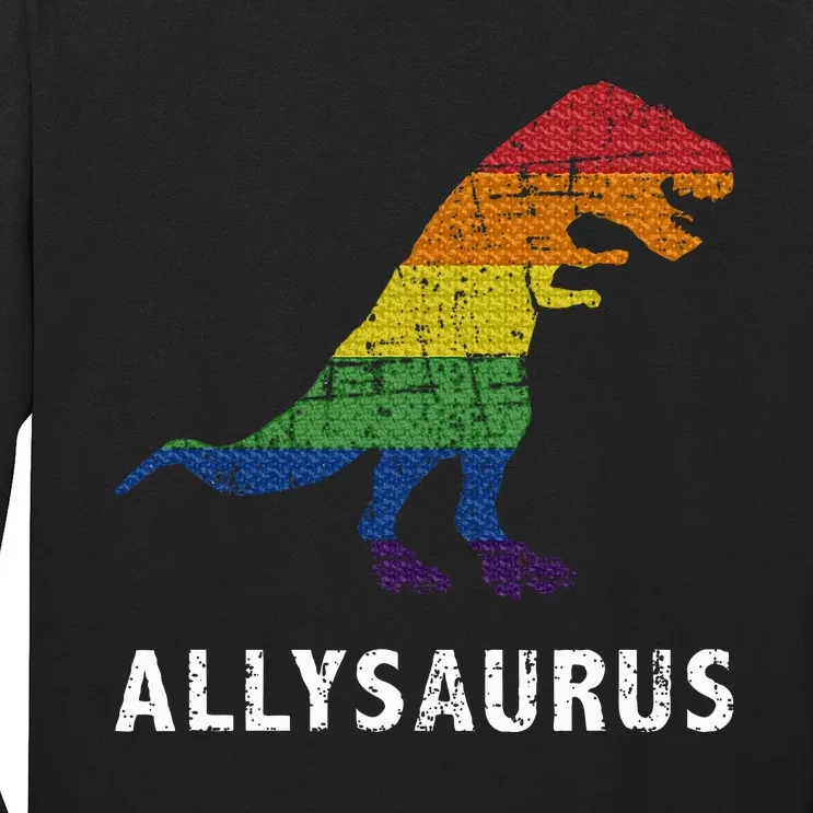 Allysaurus dinosaur in rainbow flag for ally LGBT pride Long Sleeve Shirt