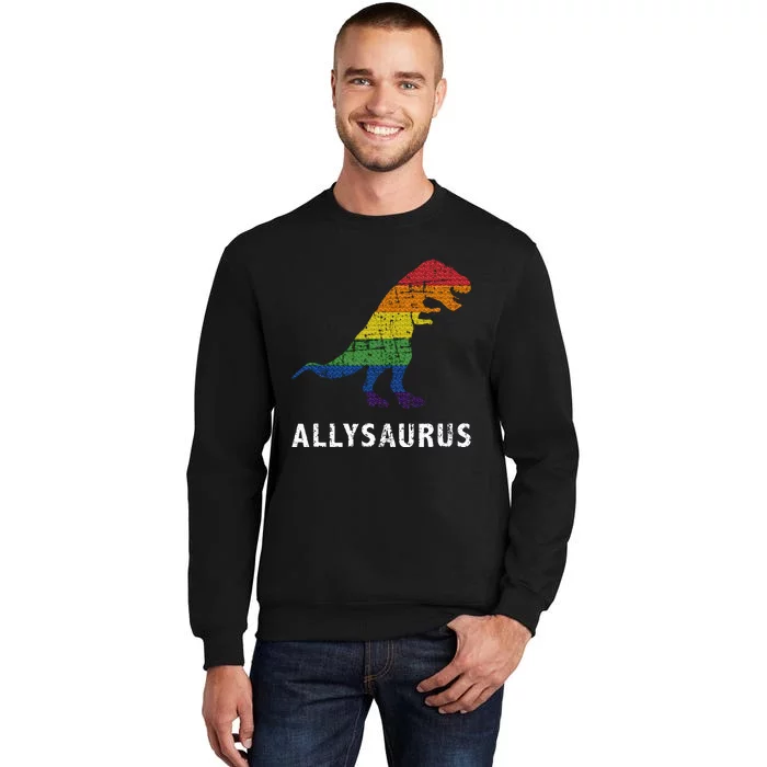 Allysaurus dinosaur in rainbow flag for ally LGBT pride Tall Sweatshirt