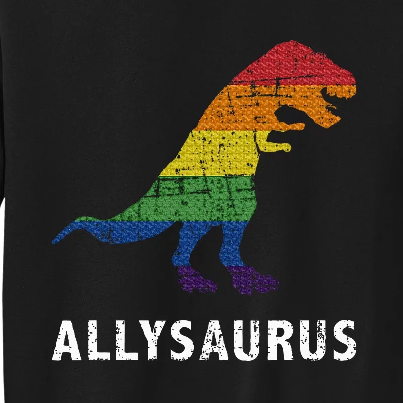 Allysaurus dinosaur in rainbow flag for ally LGBT pride Tall Sweatshirt