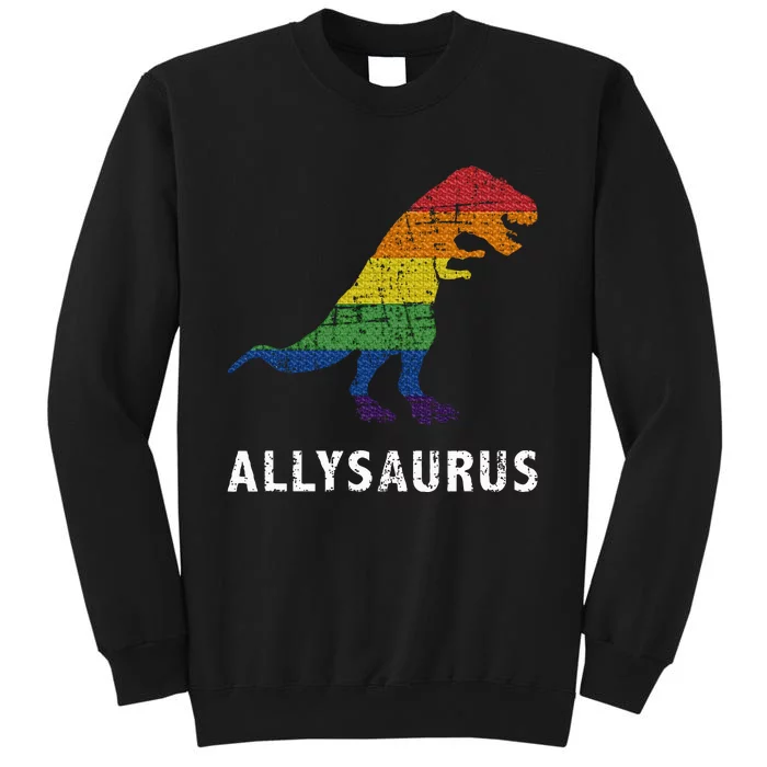 Allysaurus dinosaur in rainbow flag for ally LGBT pride Tall Sweatshirt