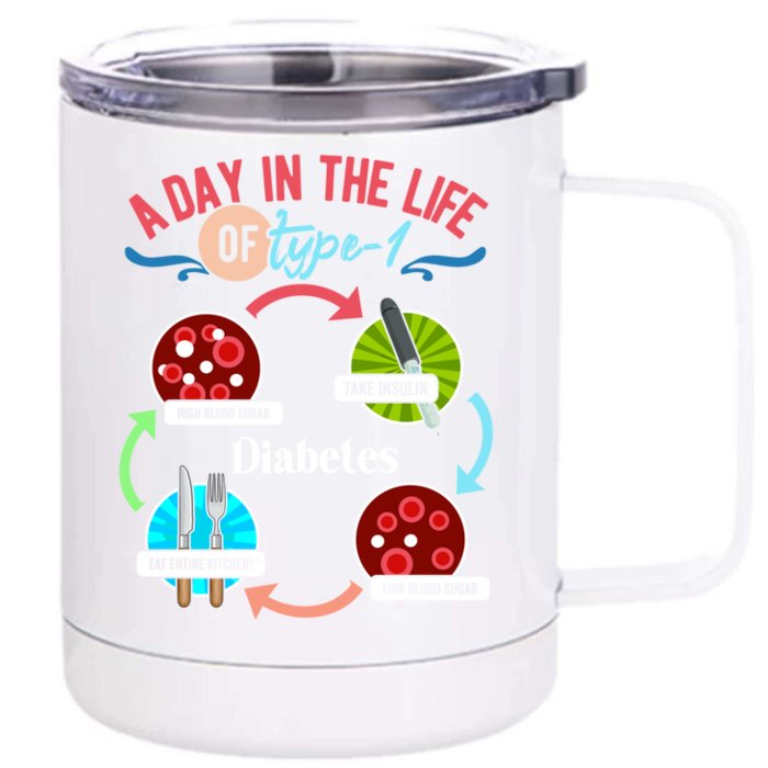 A Day In Life Of Typegift1 Diabetes Gift Front & Back 12oz Stainless Steel Tumbler Cup