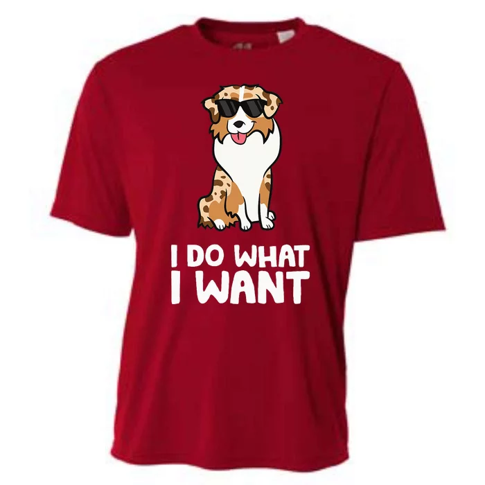 Aussie Dog I Do What I Want Funny Australian Shepherd Cooling Performance Crew T-Shirt