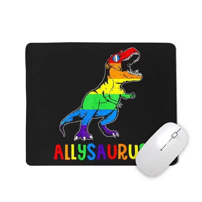 Allysaurus dinosaur in rainbow flag for ally LGBT pride Mousepad