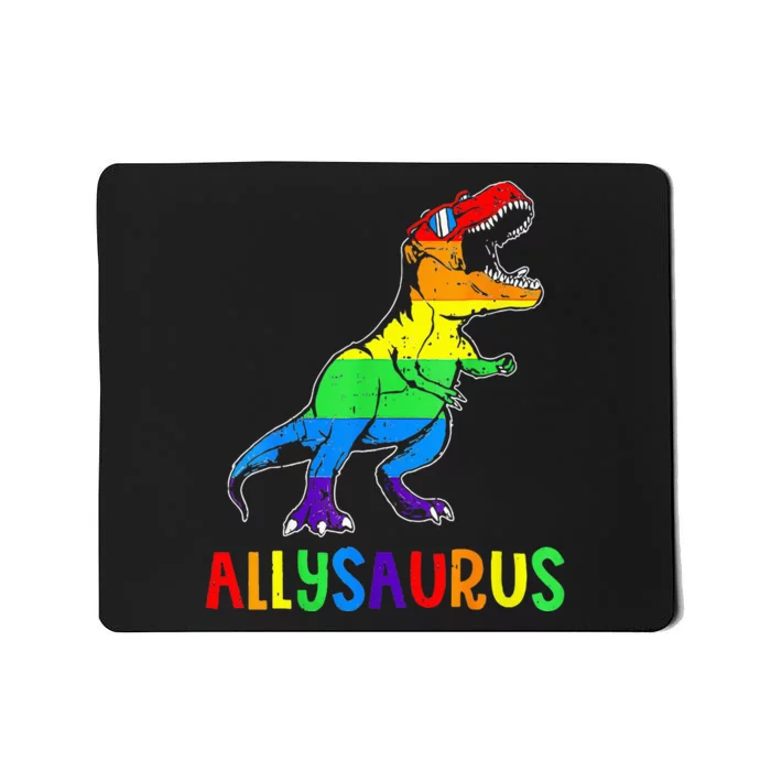 Allysaurus dinosaur in rainbow flag for ally LGBT pride Mousepad